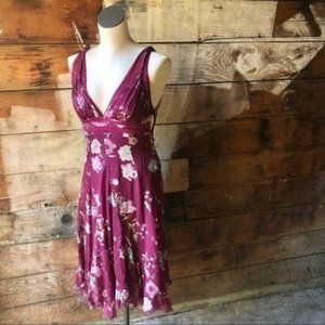 $2475 Retail Alberta Ferretti Purple Floral Silk Draped Dress Size Small